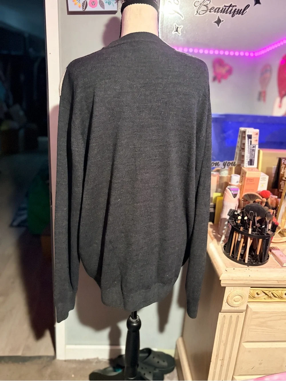 NWOT Dockers Gray & Cream Windowpane Crewneck Sweater- XL